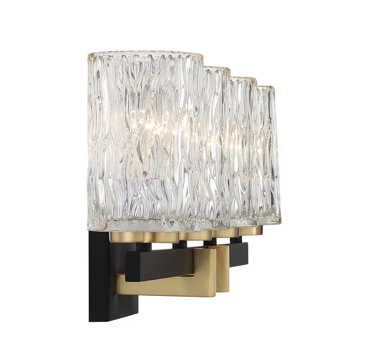 Lighting One E V6-L8-3601-4-143 Four Light Bathroom Vanity, Matte Black w/ Warm Brass