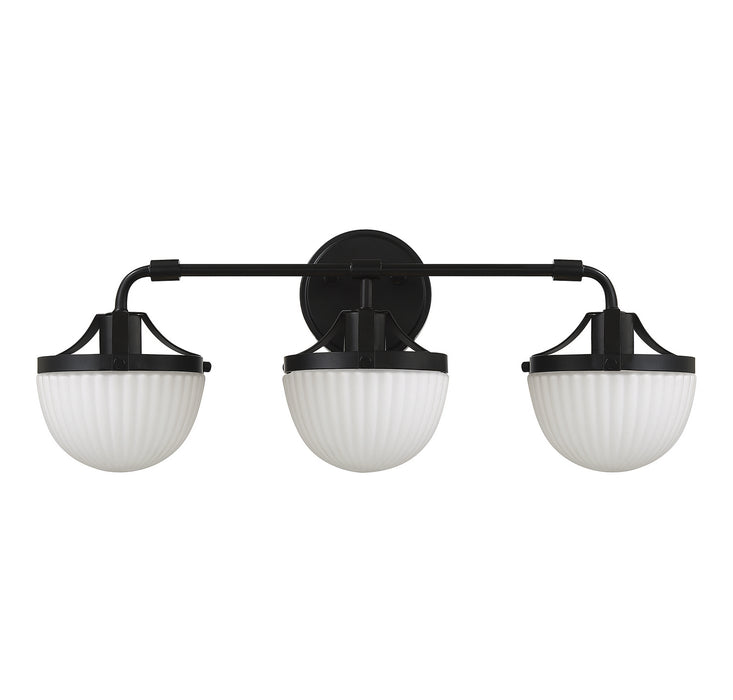 Lighting One E V6-L8-3900-3-BK Three Light Bathroom Vanity, Matte Black