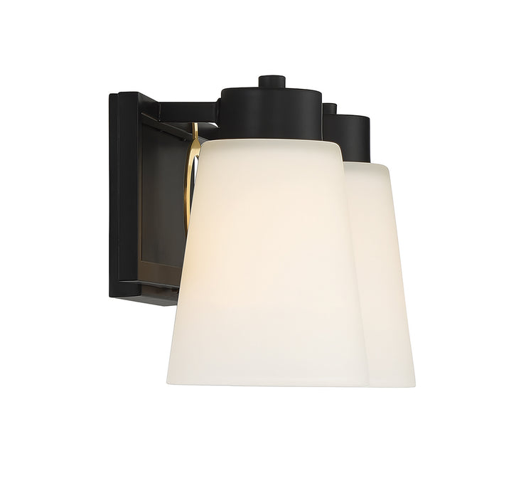 Lighting One E V6-L8-4450-2-143 Two Light Bathroom Vanity, Matte Black w/ Warm Brass