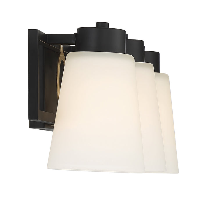 Lighting One E V6-L8-4450-3-143 Three Light Bathroom Vanity, Matte Black w/ Warm Brass