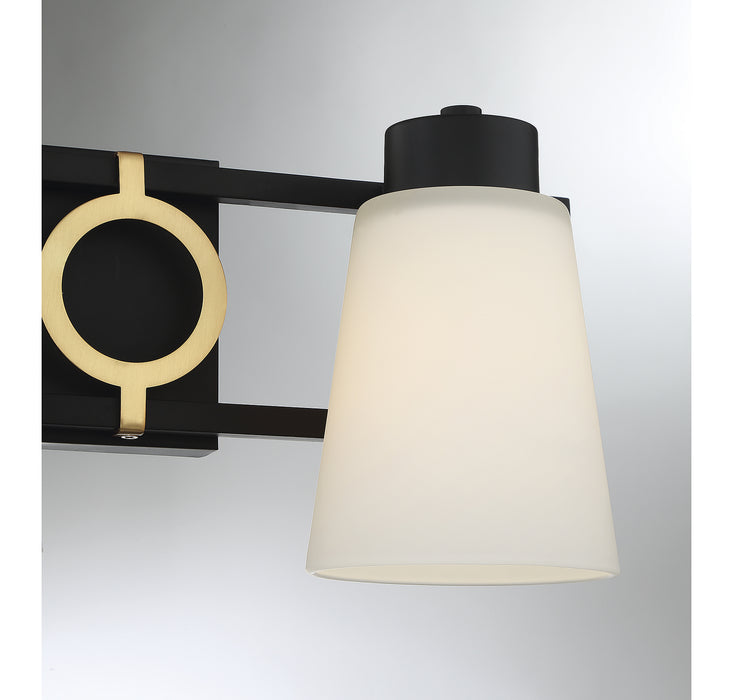Lighting One E V6-L8-4450-3-143 Three Light Bathroom Vanity, Matte Black w/ Warm Brass
