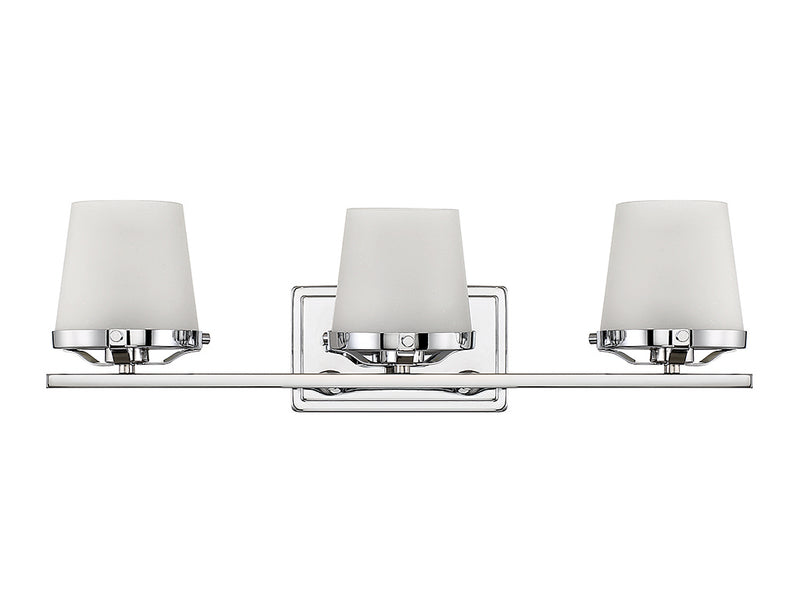 Lighting One E V6L8-5250-3-11 Three Light Bathroom Vanity, Polished Chrome