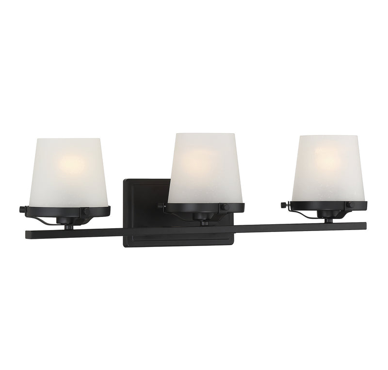Lighting One E V6-L8-5250-3-BK Three Light Bathroom Vanity, Matte Black