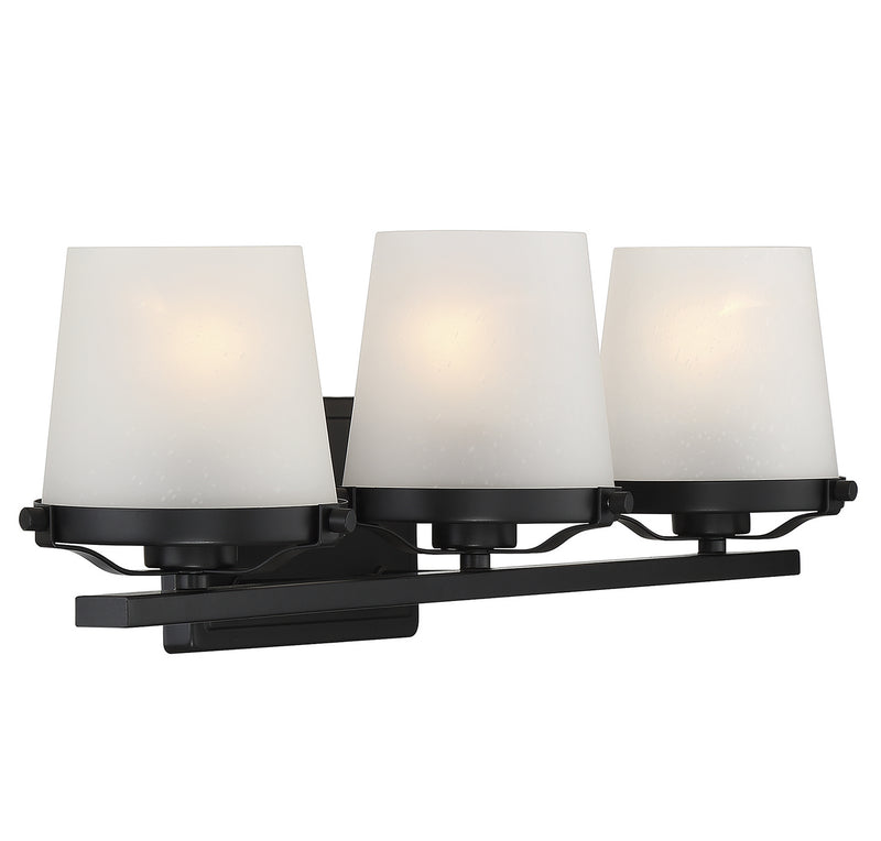 Lighting One E V6-L8-5250-3-BK Three Light Bathroom Vanity, Matte Black