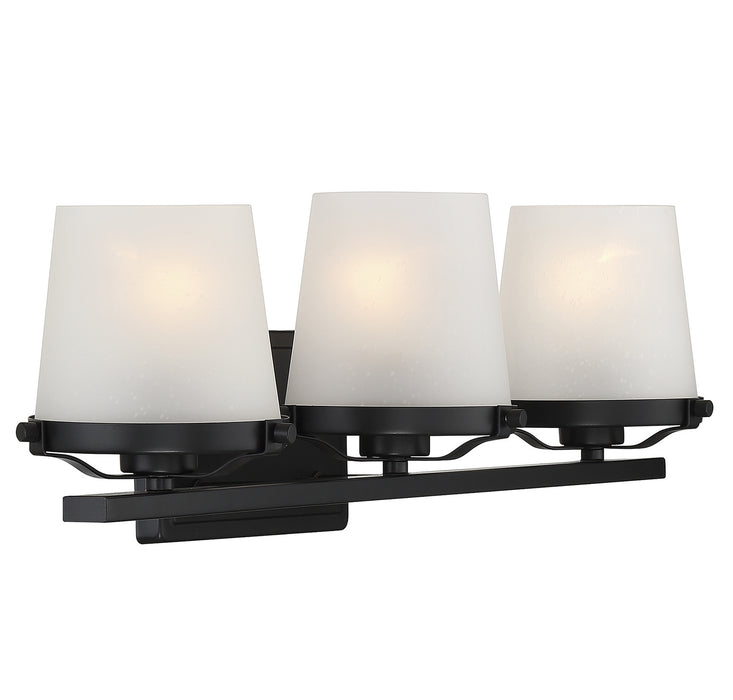Lighting One E V6-L8-5250-3-BK Three Light Bathroom Vanity, Matte Black
