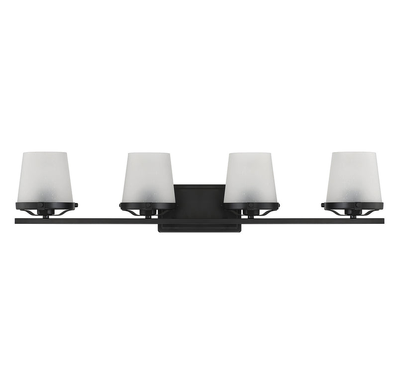 Lighting One E V6-L8-5250-4-BK Four Light Bathroom Vanity, Matte Black