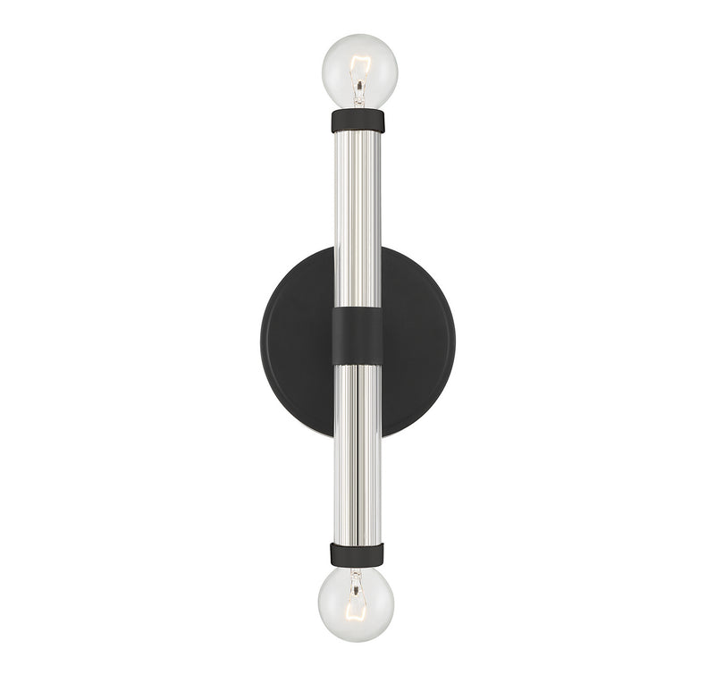 Lighting One E V6-L9-6733-2-89 Two Light Wall Sconce, Matte Black