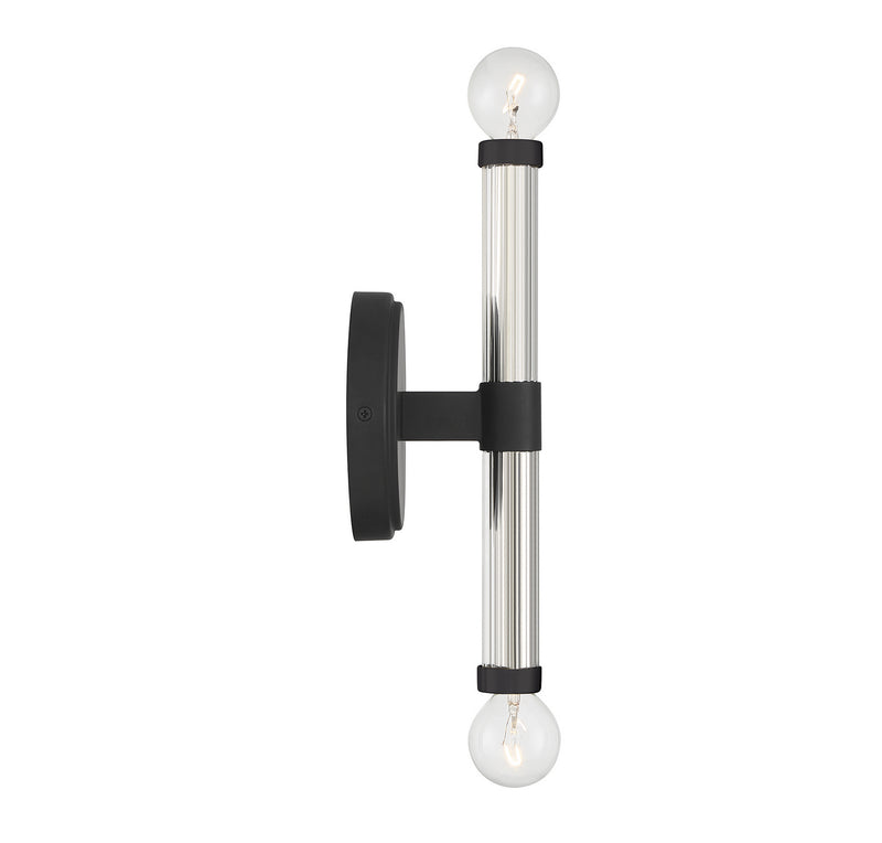 Lighting One E V6-L9-6733-2-89 Two Light Wall Sconce, Matte Black