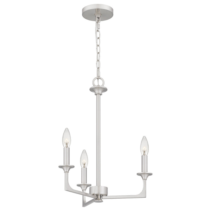 Quoizel PRC5016BN Three Light Chandelier, Brushed Nickel