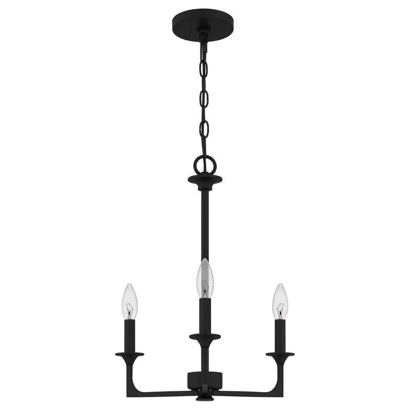 Quoizel PRC5016MBK Three Light Chandelier, Matte Black