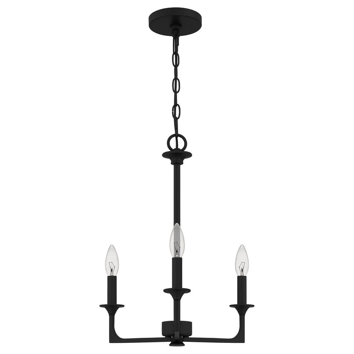 Quoizel PRC5016MBK Three Light Chandelier, Matte Black