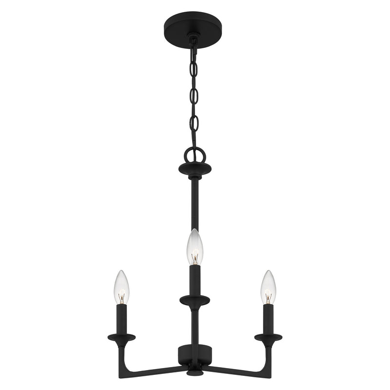 Quoizel PRC5016MBK Three Light Chandelier, Matte Black