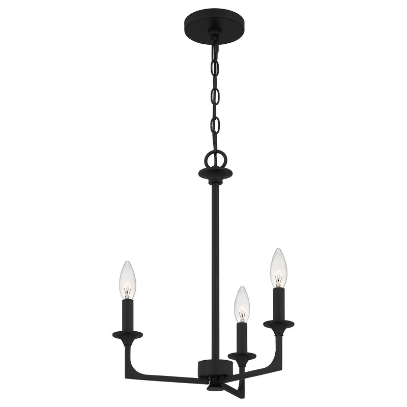 Quoizel PRC5016MBK Three Light Chandelier, Matte Black