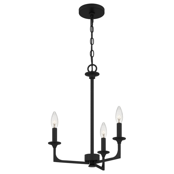 Quoizel PRC5016MBK Three Light Chandelier, Matte Black