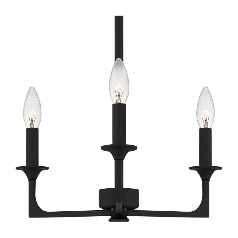 Quoizel PRC5016MBK Three Light Chandelier, Matte Black