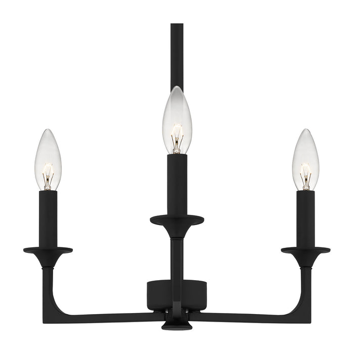 Quoizel PRC5016MBK Three Light Chandelier, Matte Black