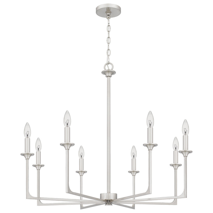 Quoizel PRC5032BN Eight Light Chandelier, Brushed Nickel