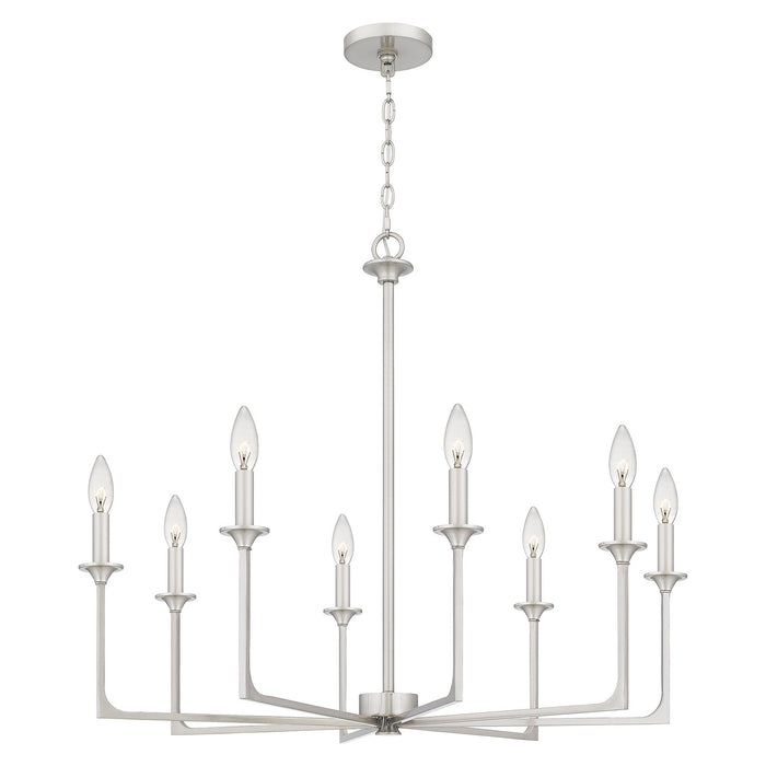 Quoizel PRC5032BN Eight Light Chandelier, Brushed Nickel