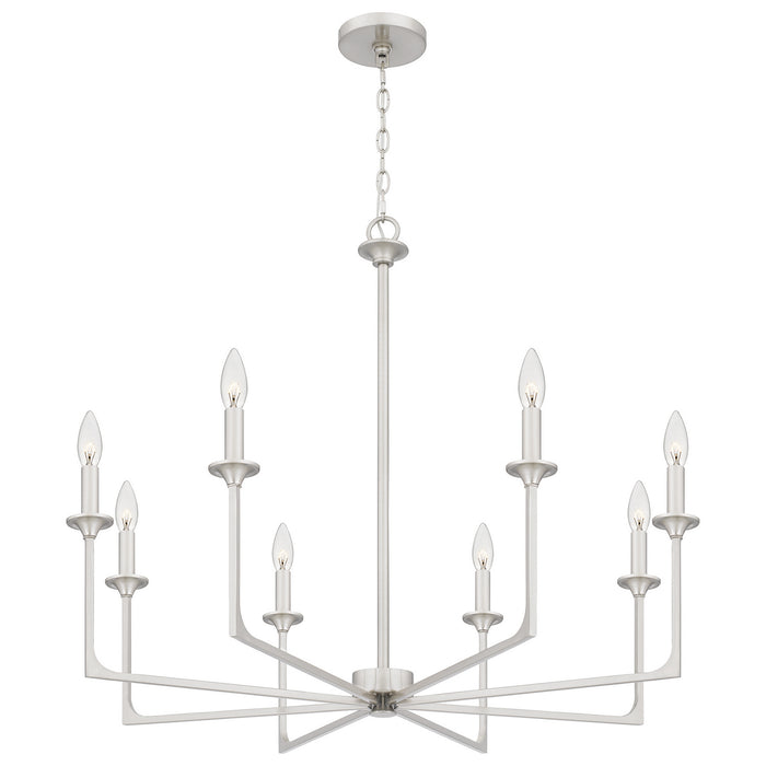 Quoizel PRC5032BN Eight Light Chandelier, Brushed Nickel