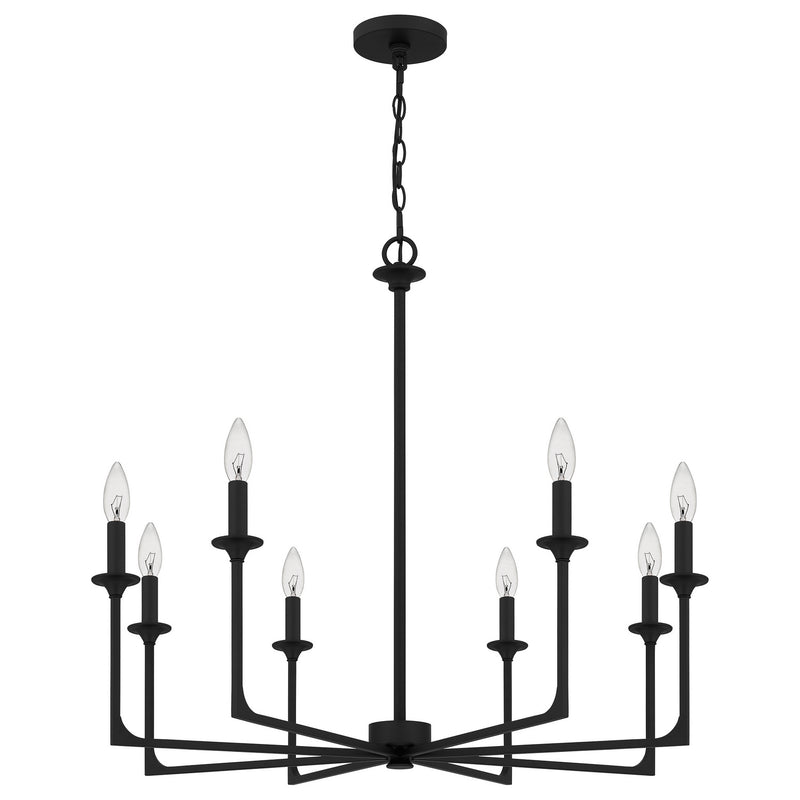 Quoizel PRC5032MBK Eight Light Chandelier, Matte Black