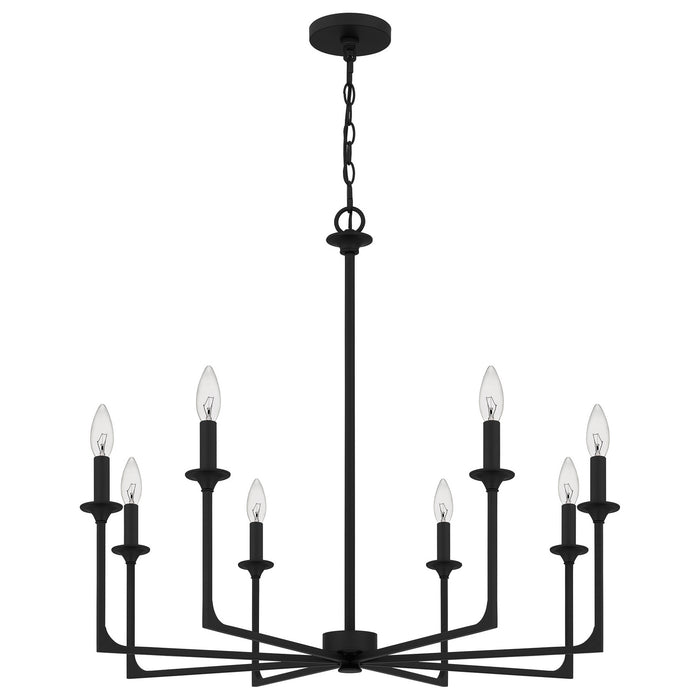 Quoizel PRC5032MBK Eight Light Chandelier, Matte Black