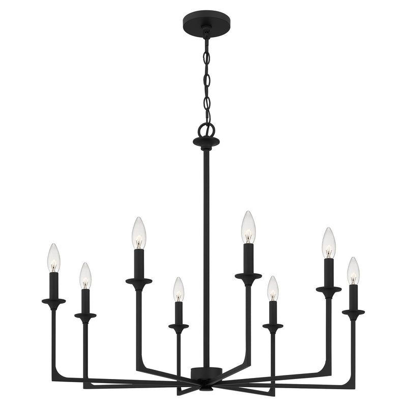 Quoizel PRC5032MBK Eight Light Chandelier, Matte Black
