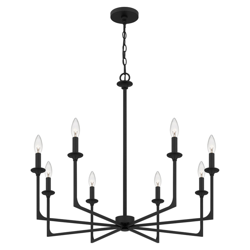 Quoizel PRC5032MBK Eight Light Chandelier, Matte Black