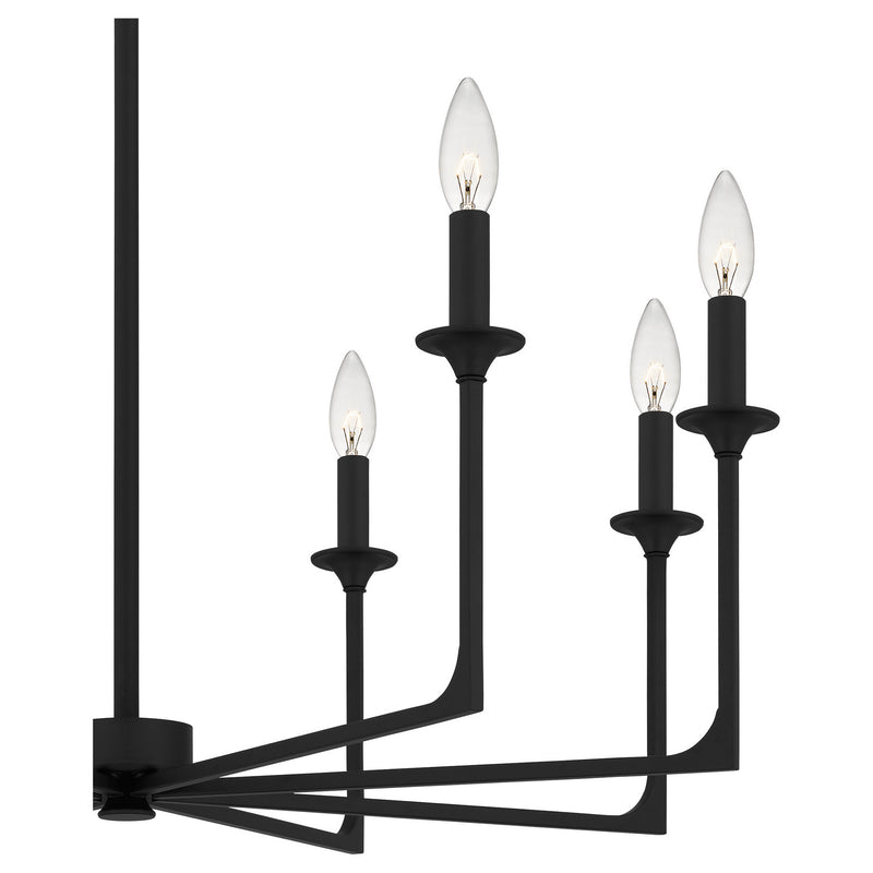 Quoizel PRC5032MBK Eight Light Chandelier, Matte Black