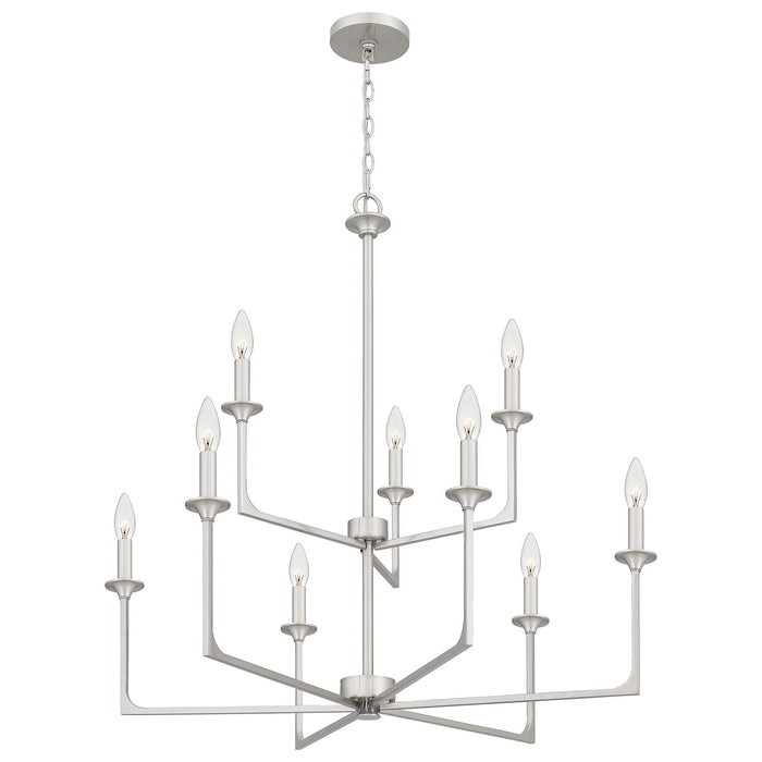 Quoizel PRC5232BN Nine Light Chandelier, Brushed Nickel