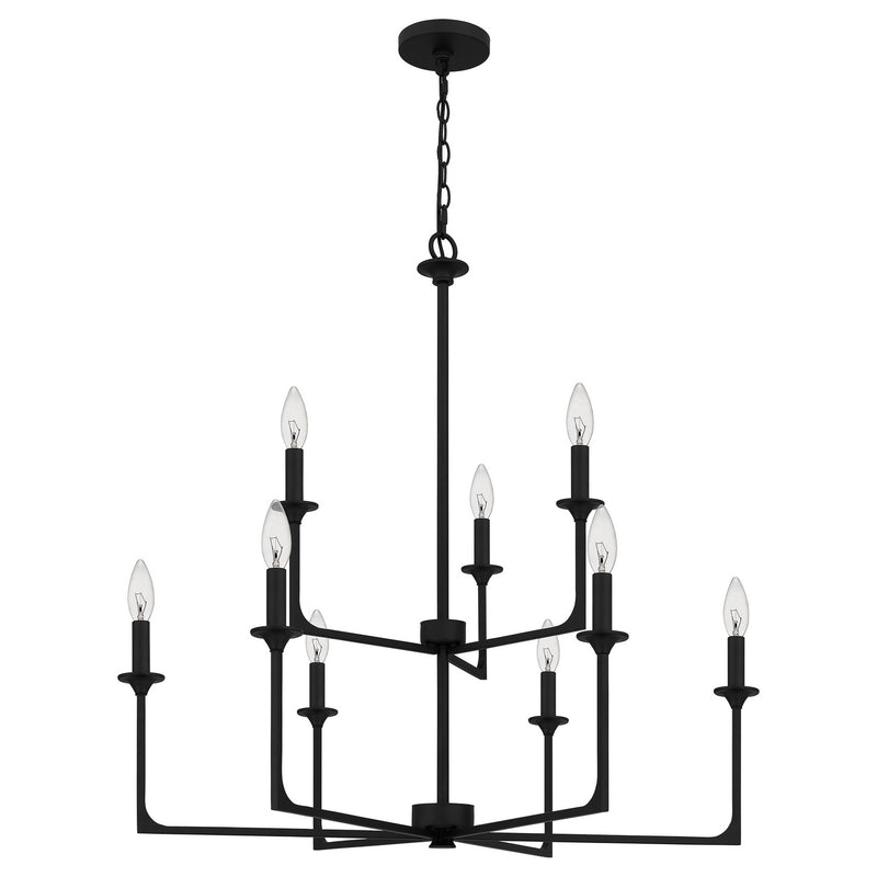 Quoizel PRC5232MBK Nine Light Chandelier, Matte Black