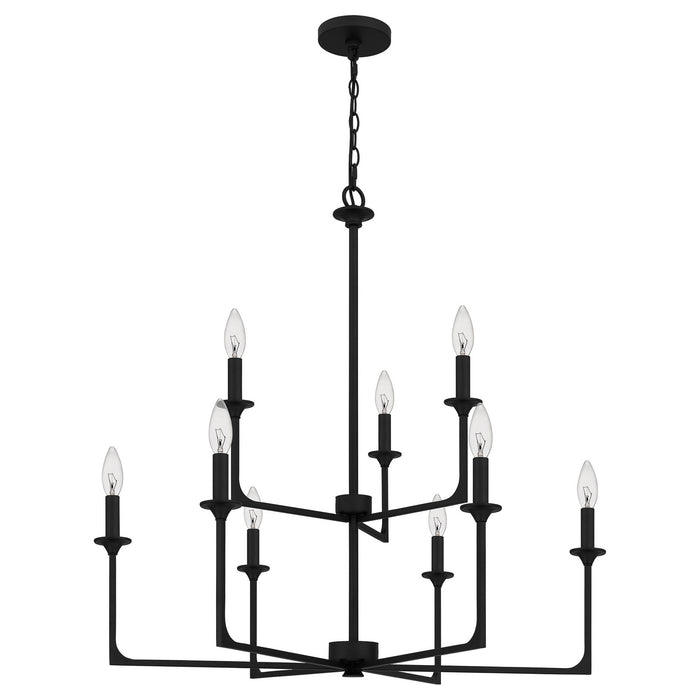 Quoizel PRC5232MBK Nine Light Chandelier, Matte Black