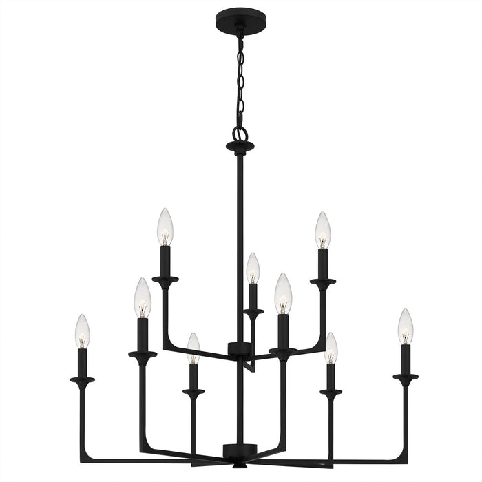 Quoizel PRC5232MBK Nine Light Chandelier, Matte Black
