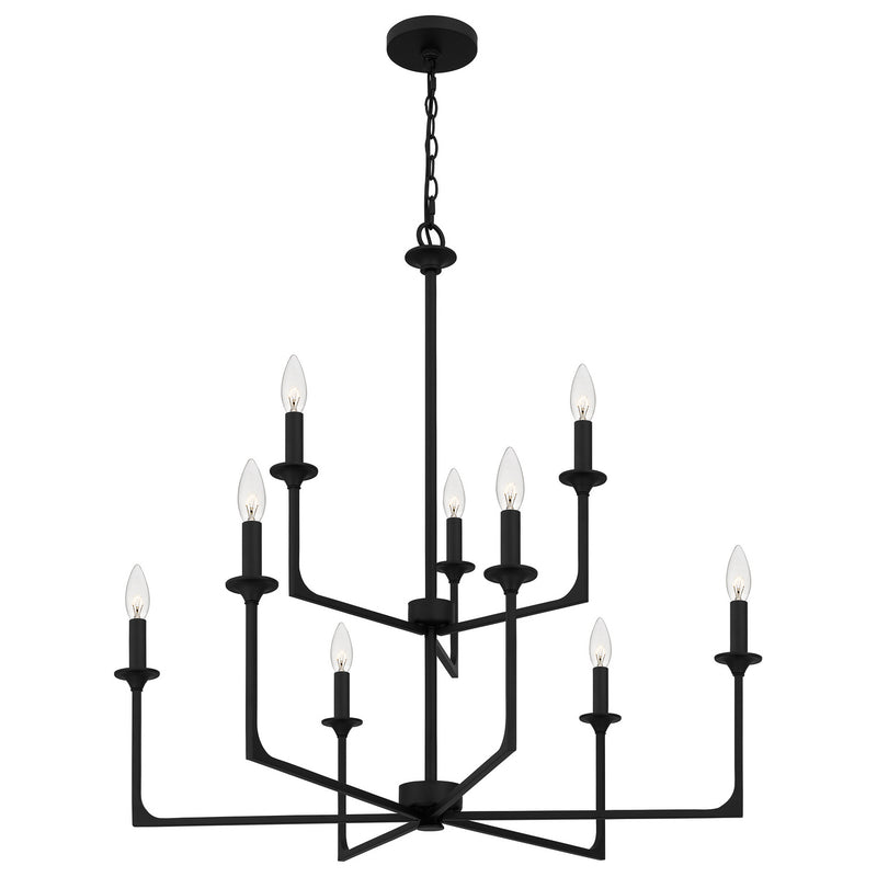 Quoizel PRC5232MBK Nine Light Chandelier, Matte Black