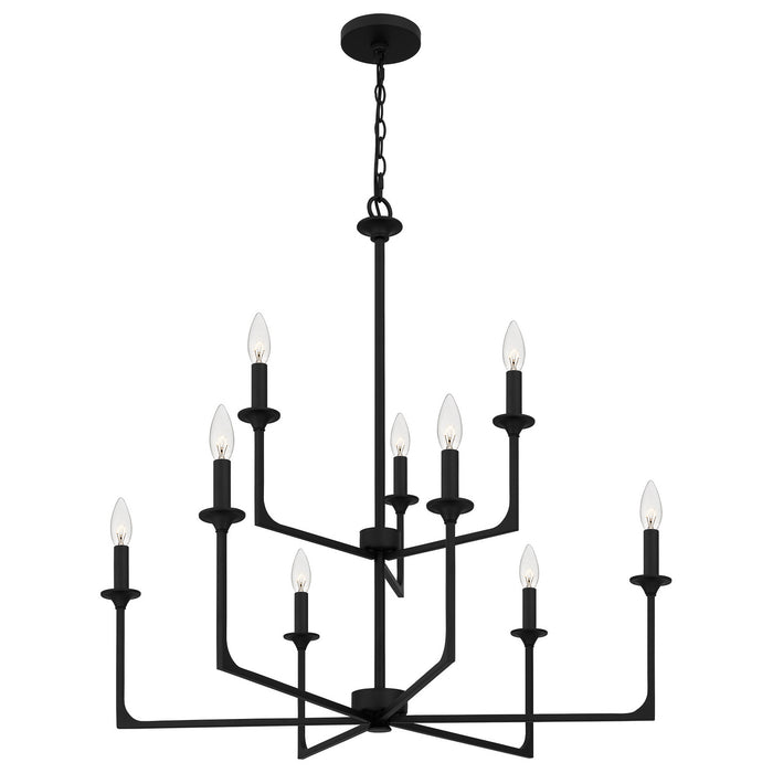 Quoizel PRC5232MBK Nine Light Chandelier, Matte Black