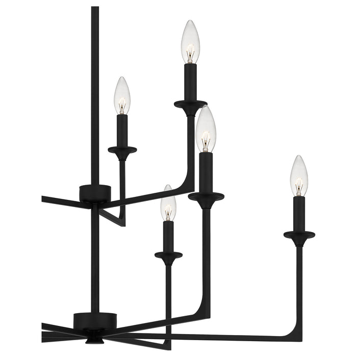 Quoizel PRC5232MBK Nine Light Chandelier, Matte Black