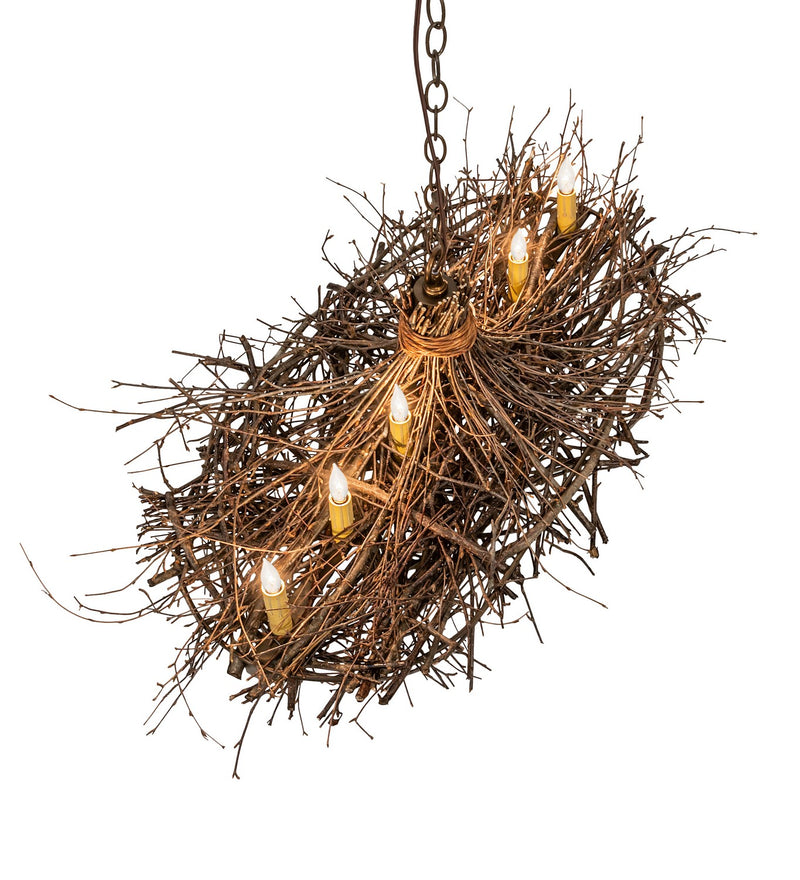 Meyda Tiffany 257665 Six Light Chandelier, Antique Copper