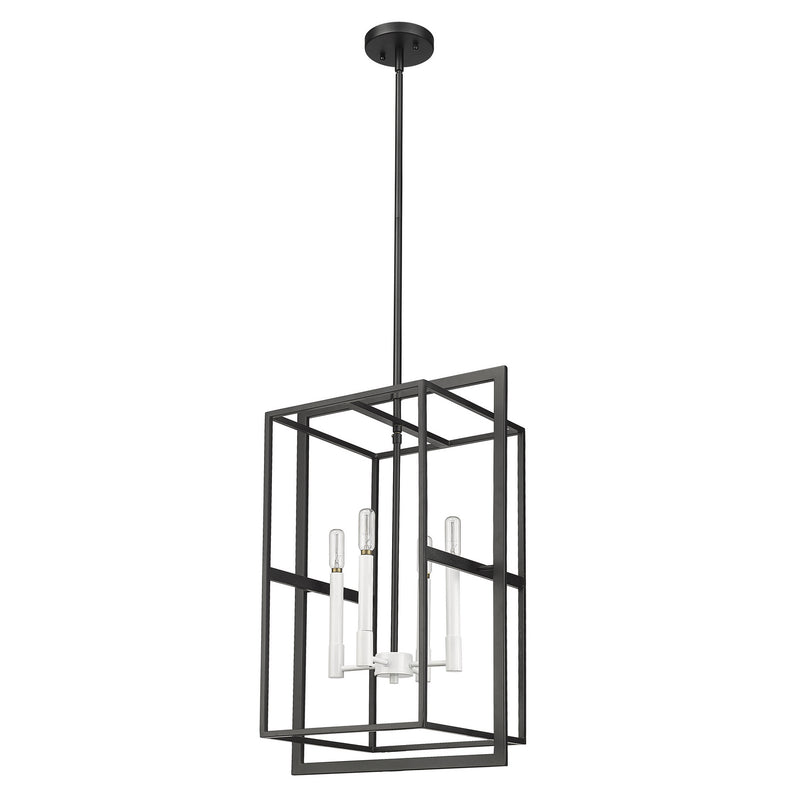 Acclaim Lighting IN20021BK Four Light Pendant, Black with White Candle Sleeves