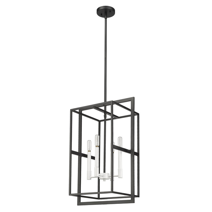 Acclaim Lighting IN20021BK Four Light Pendant, Black with White Candle Sleeves