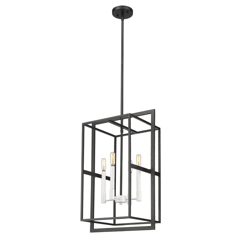 Acclaim Lighting IN20021BK Four Light Pendant, Black with White Candle Sleeves