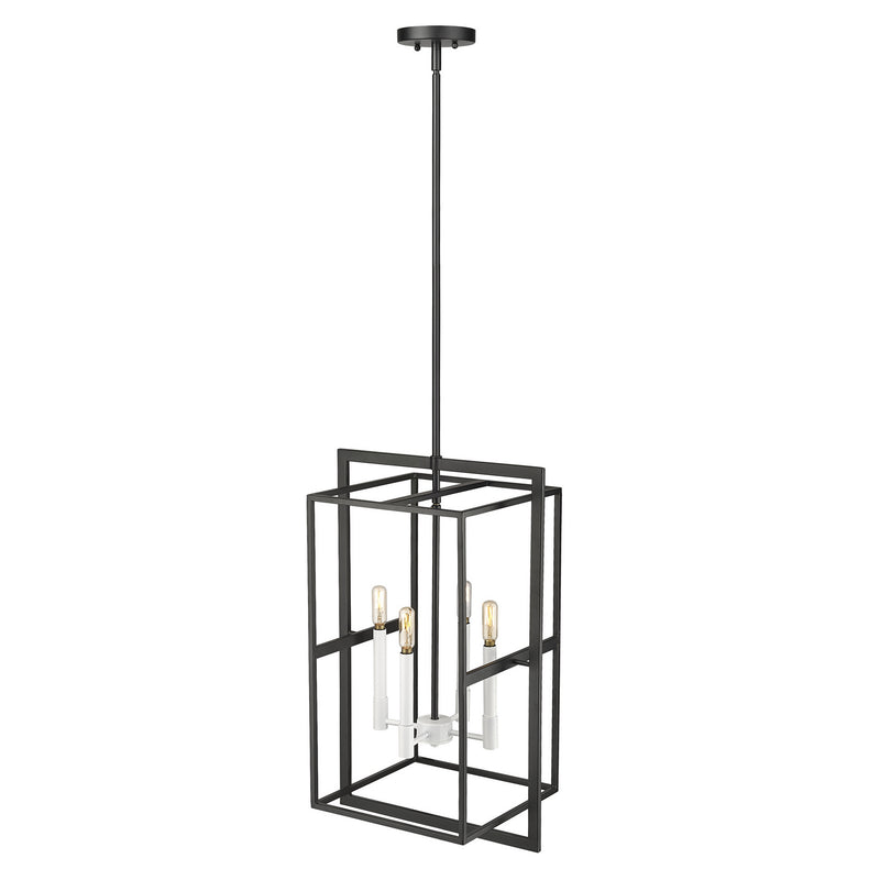 Acclaim Lighting IN20021BK Four Light Pendant, Black with White Candle Sleeves