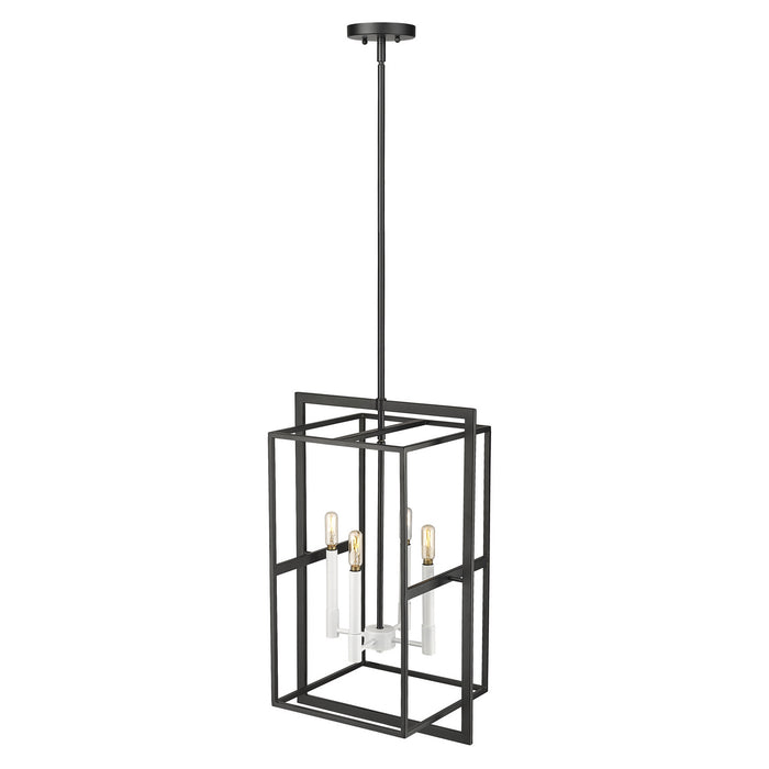 Acclaim Lighting IN20021BK Four Light Pendant, Black with White Candle Sleeves