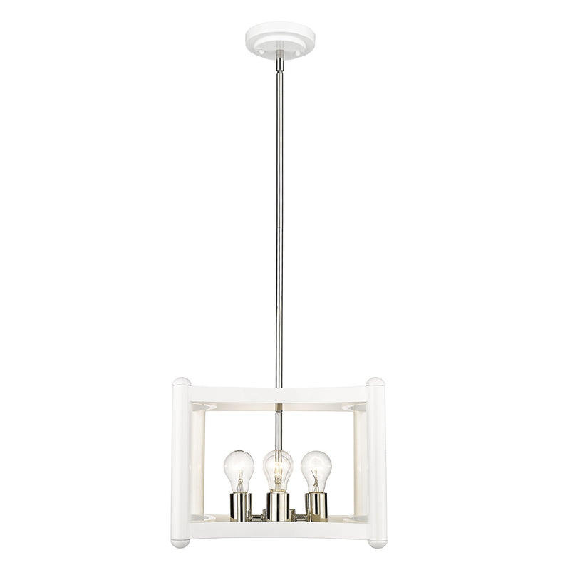 Acclaim Lighting IN20040WH Four Light Pendant, White with Polished Nickel Cluster