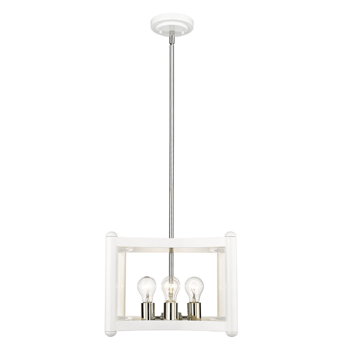 Acclaim Lighting IN20040WH Four Light Pendant, White with Polished Nickel Cluster