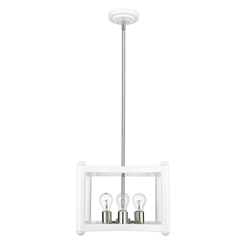Acclaim Lighting IN20040WH Four Light Pendant, White with Polished Nickel Cluster