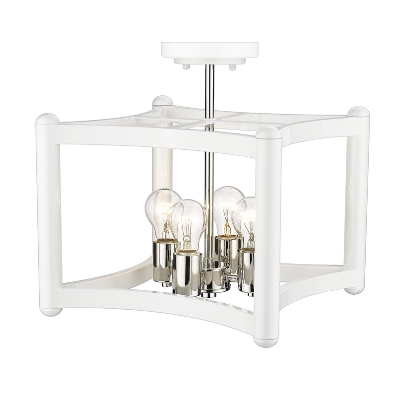 Acclaim Lighting IN20040WH Four Light Pendant, White with Polished Nickel Cluster