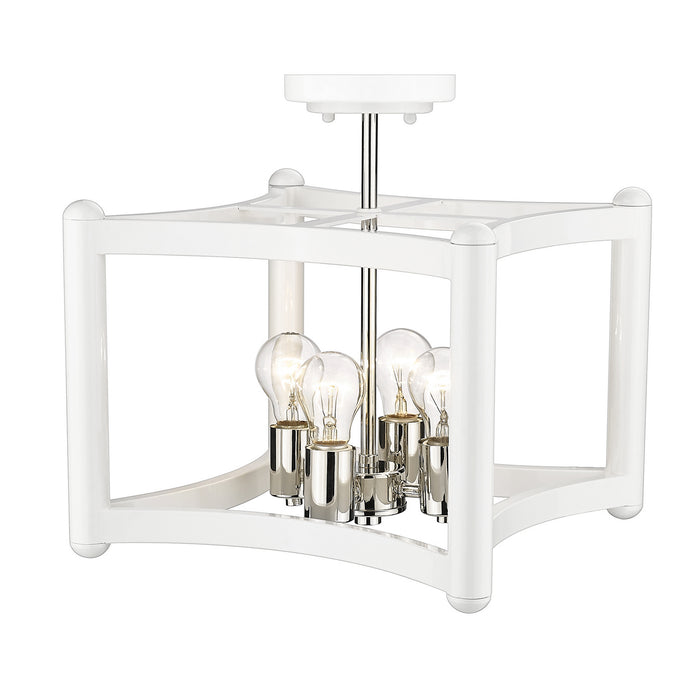 Acclaim Lighting IN20040WH Four Light Pendant, White with Polished Nickel Cluster