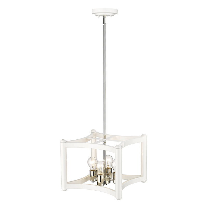 Acclaim Lighting IN20040WH Four Light Pendant, White with Polished Nickel Cluster