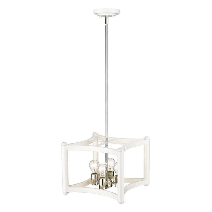 Acclaim Lighting IN20040WH Four Light Pendant, White with Polished Nickel Cluster