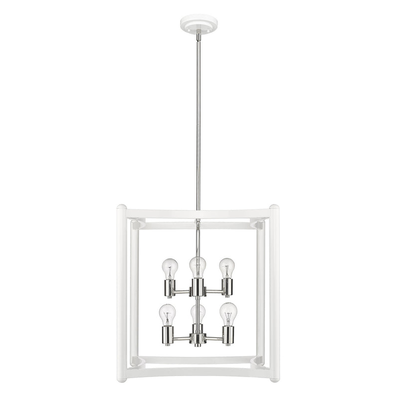 Acclaim Lighting IN20041WH Six Light Pendant, White with Polished Nickel Cluster
