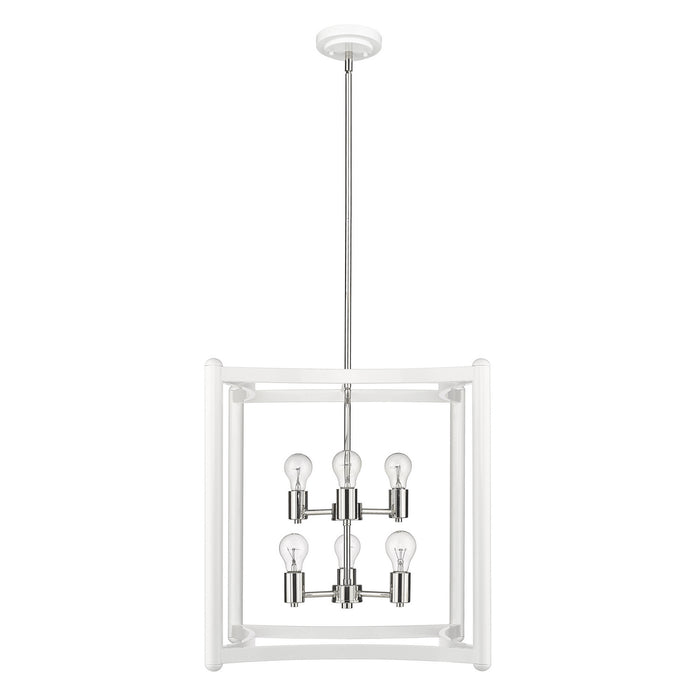 Acclaim Lighting IN20041WH Six Light Pendant, White with Polished Nickel Cluster